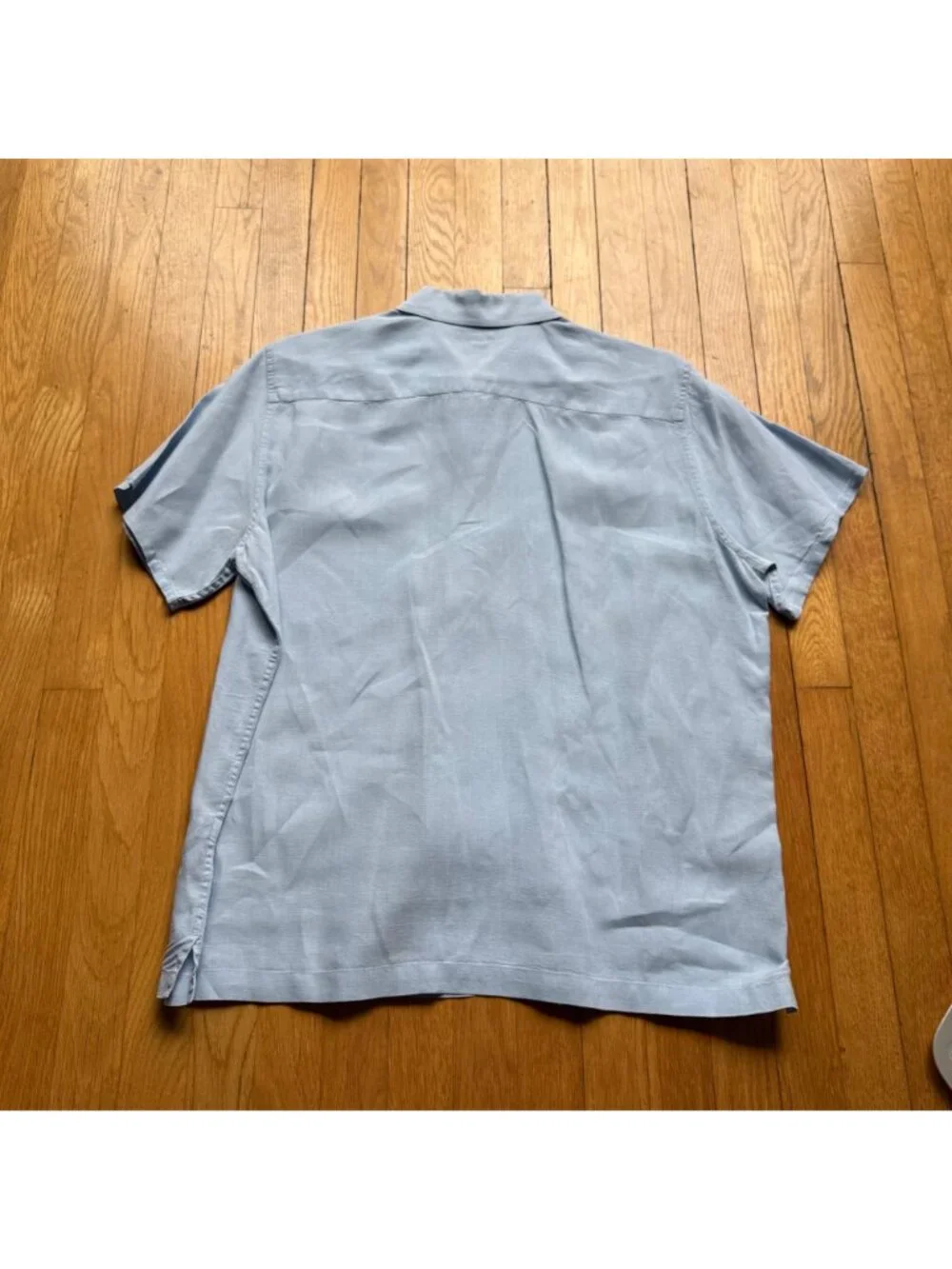 Vintage Banana Republic Size L Blue Linen Button-Down Short Sleeve Shirt Top